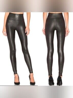 SPANX Black Faux Leather High-Waisted Leggings Size Small